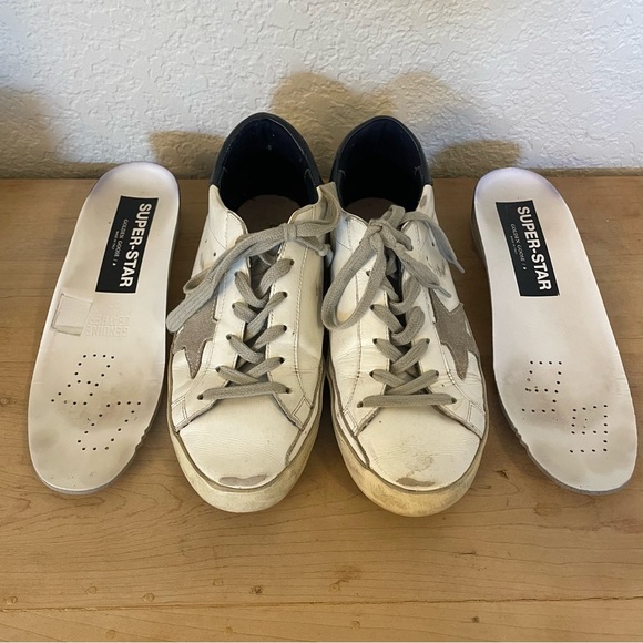 Golden Goose Super-Star Classic w/Spur in White/Ice/Night Blue - Box & Dust Bag! - Picture 9 of 13